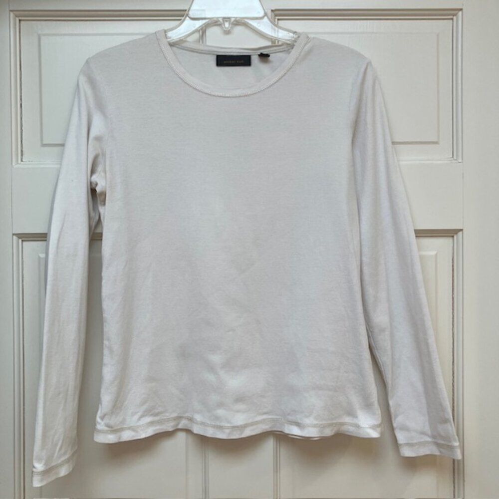 Amber Sun Long Sleeve Ivory colored 100% Cotton T Shirt S - Picture 2 of 8